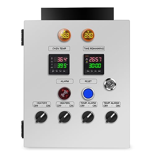 Briidea Panel de control para horno de recubrimiento en polvo (240 V 50 A), controla con precisión la temperatura y el tiempo con controlador PID de doble línea, elemento calefactor de hasta 12000