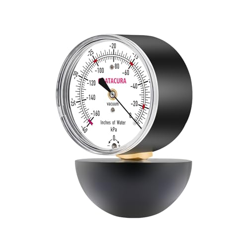 0-160 pulgadas de agua para aspirador medidor de succión, tamaño de esfera de 2-1/2 pulgadas, medidor de prueba de elevación de agua, con alta precisión, para medir la potencia de succión