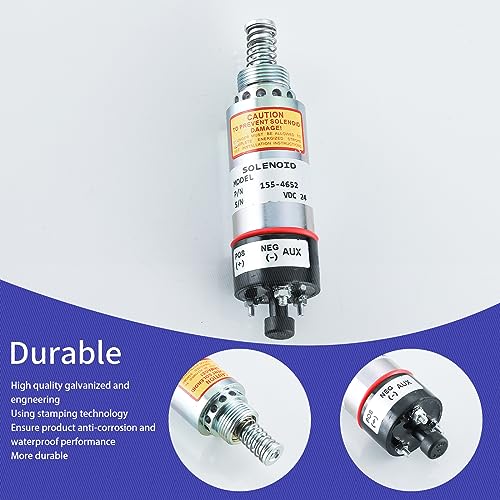 155-4652 Solenoide de apagado de combustible 1554652 8C-3663 para Caterpillar Engine 3114 3116 3126 Excavadora E320B E325B E325C E325CL - 3 terminales 24VDC