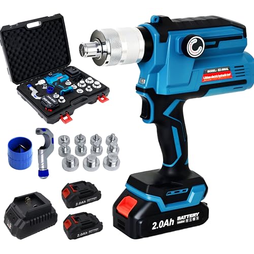 AMZCNC Kit de herramientas de estampación de expansor de tubos eléctricos con 11 cabezales expansores para herramienta de expansión de tubo de cobre HVAC de 3/8 a 1-5/8 pulgadas EZ-CT-300AL