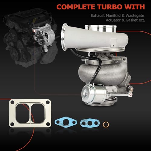 A-premium GTA4294B Turbocompresor completo Turbo Kit con actuador y junta de Wastegate compatible con motores diesel Detroit 2000-2004, todos los modelos de la serie 60 12.7L Modelos – Sustituye a