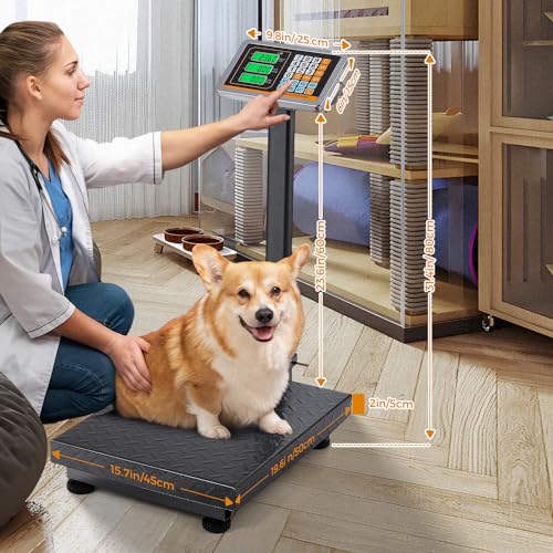 Bonvoisin Báscula de plataforma digital de 660 libras, báscula de piso resistente, báscula de envío postal conmutable KG/LB para pesar paquetes, equipaje, maletas, cajas