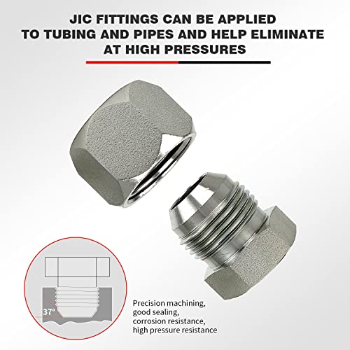 Juego de 72 piezas JIC de 37° de tapa y enchufe para manguera y tubo de manguera, juego de tapa hidráulica y enchufe de acero galvanizado 45# con rosca de precisión tamaños de tablero -04-06