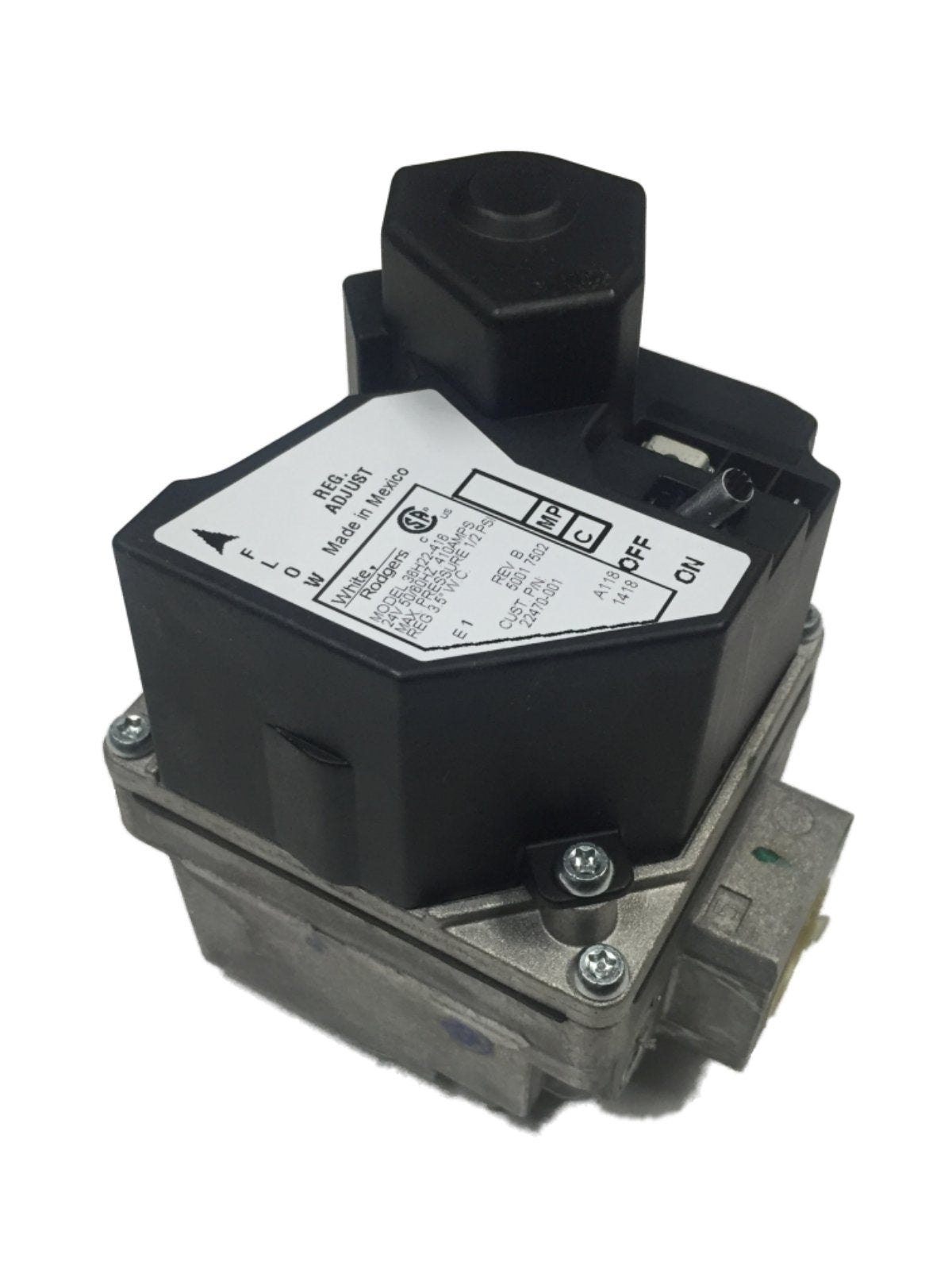 BECKETT 22470U, White Rodgers 36H22-418, válvula de gas de 24 voltios para quemador CG4