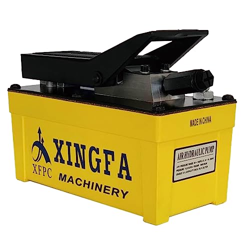 XFPC Bomba hidráulica de aire 10,000 PSI, depósito de 1,7 L, salida de aceite NPT de 3/8 pulgadas, entrada NPT de 1/4 pulgadas, bomba hidráulica de aire hidráulica, amarillo