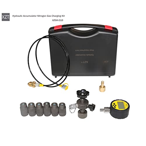 XZT GK-01D - Herramientas de carga de nitrógeno para acumulador hidráulico digital, kit de prueba de presión de nitrógeno, sistema de carga de gas acumulador