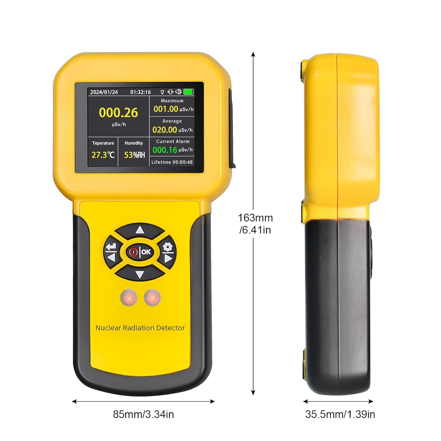 Detector de radiación nuclear, detector radiactivo, medidor radiactivo con pantalla LCD, detector radiactivo, detector de detección de rayos X beta gamma nivel CPM con alarma, monitor de radiación