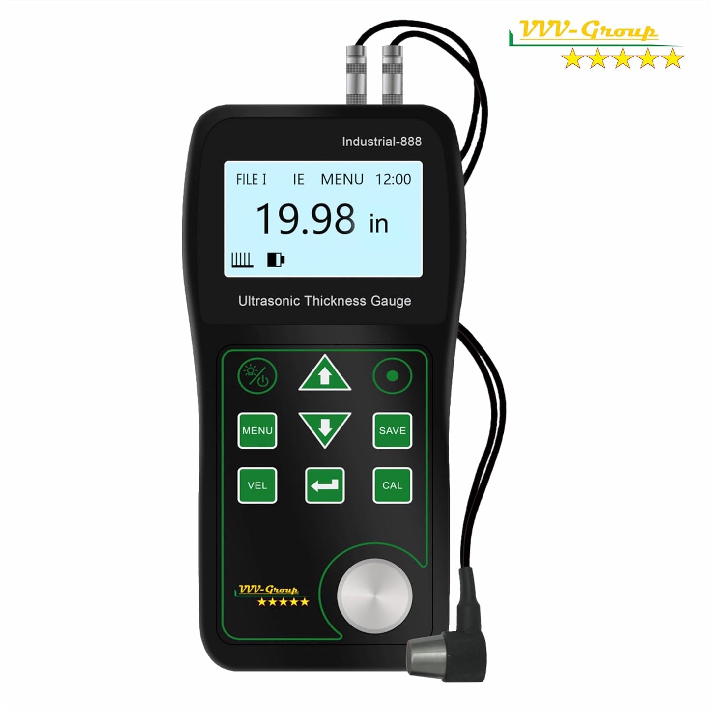 Medidor de espesor ultrasónico Industrial-888 / Modo Eco-Echo mide a través del recubrimiento de hasta 19.685 mils (500 micras) / Rango de 0.039-19.685 pulgadas (todo el material)