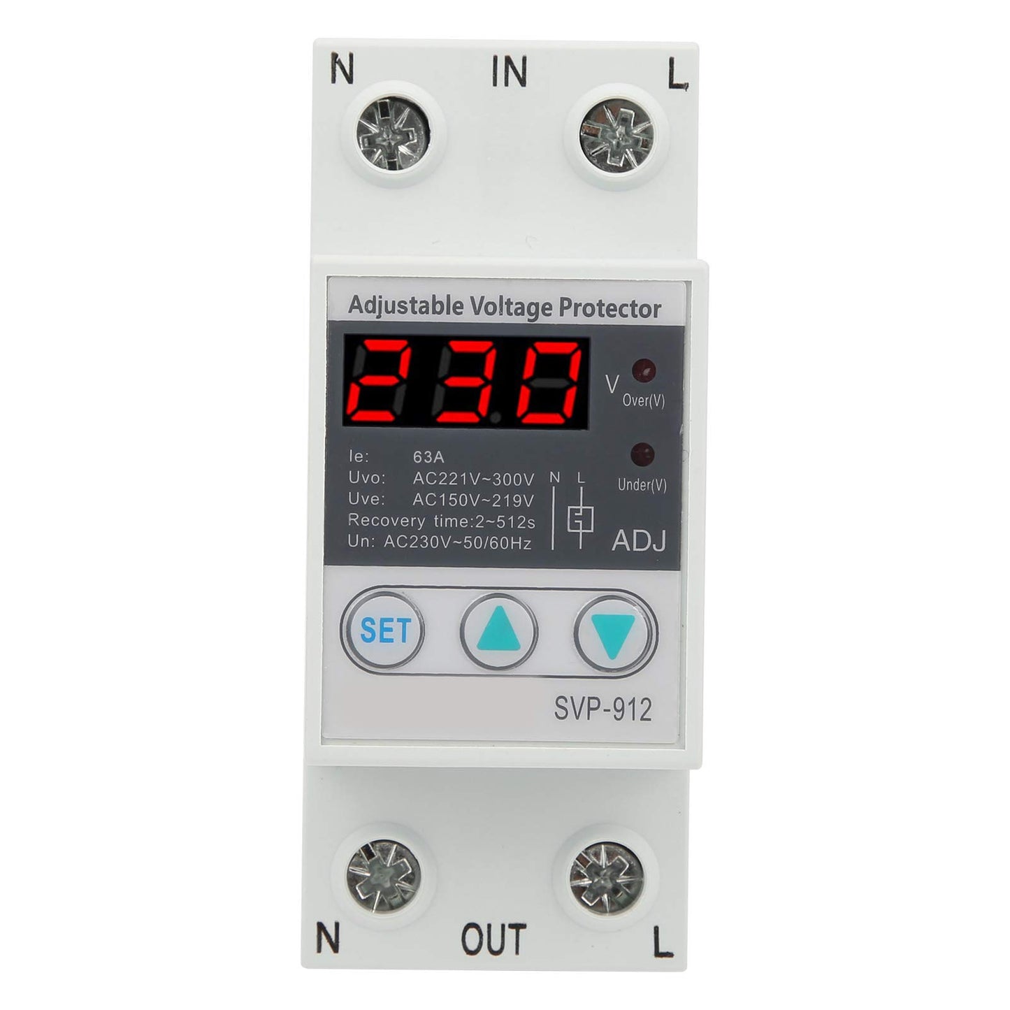 Protector de voltaje ajustable bajo protección contra sobrevoltaje, estabilizador de salida de voltaje para electrodomésticos de oficina, protector de corriente estabilizador de voltímetro para