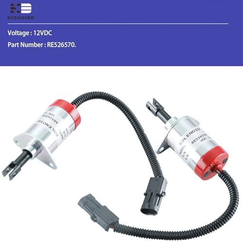 12VDC RE526570 - Solenoide de apagado de combustible para John Deere 4120 4320 4520 4720 5225 5325 313 315 317 320 325 328 332 John Deere Engine 2.4L 2.4 444444TF TF TF270 4024 3.0L 3.0