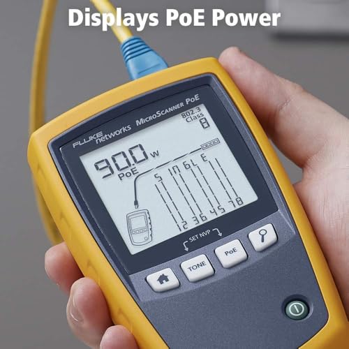 Fluke Networks MS-POE-KIT MicroScanner Copper Cable Verifier & PoE tester for RJ-rt Category 5-6A Ethernet Cables, Includes IntelliTone Pro 200 & Remote ID Kit