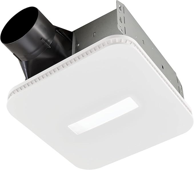 Broan-NuTone Ventilador de ventilación AE110LK con tapa limpia LED e instalación en habitación, certificado ENERGY STAR, 110 CFM, 1.0 Sones, blanco