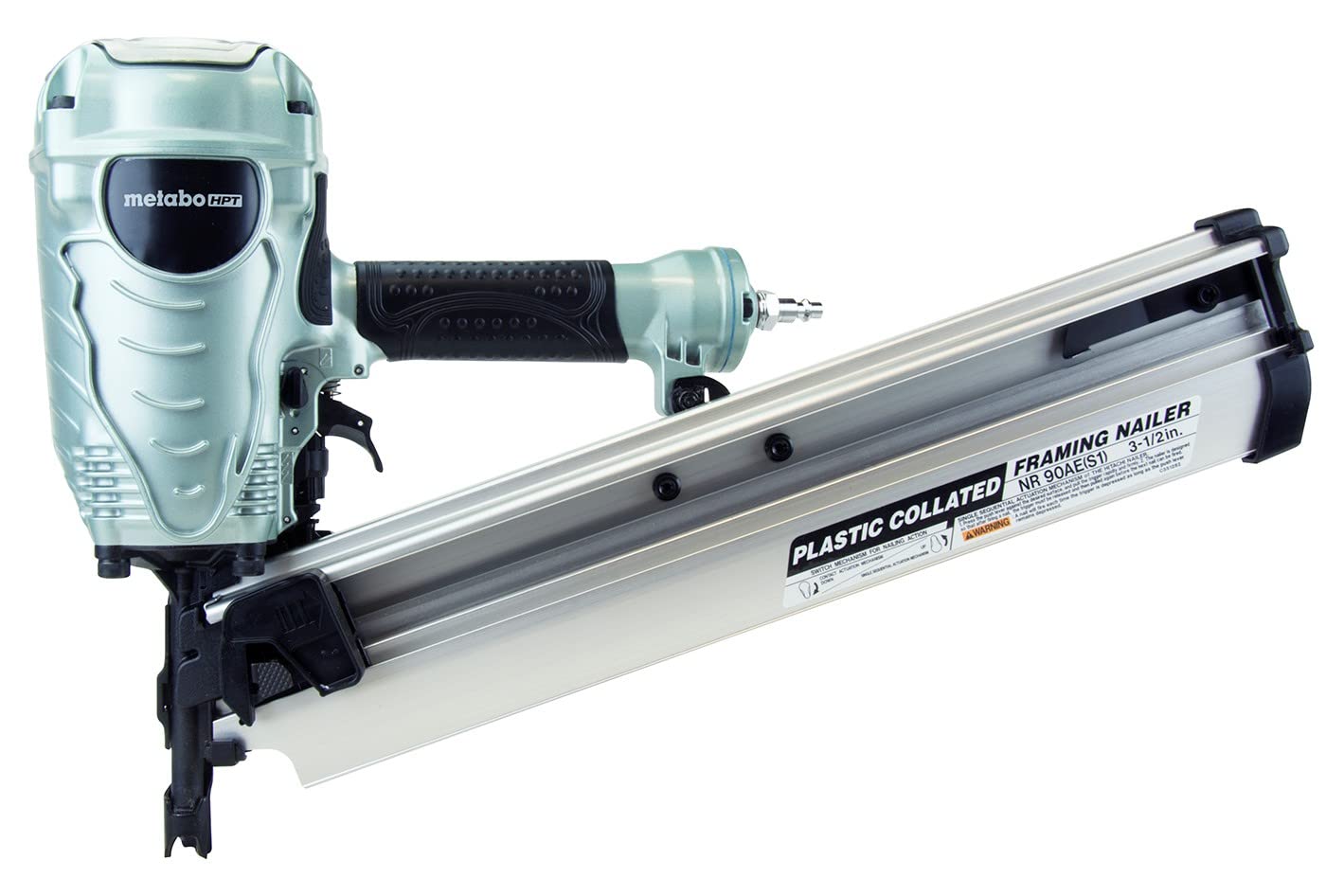 Metabo HPT Clavadora de enmarcado, la marca Pro Preferred de clavadoras neumáticas, revista de 21°, acepta clavos de enmarcar de 2 a 3-1/2 pulgadas, (NR90AES1)