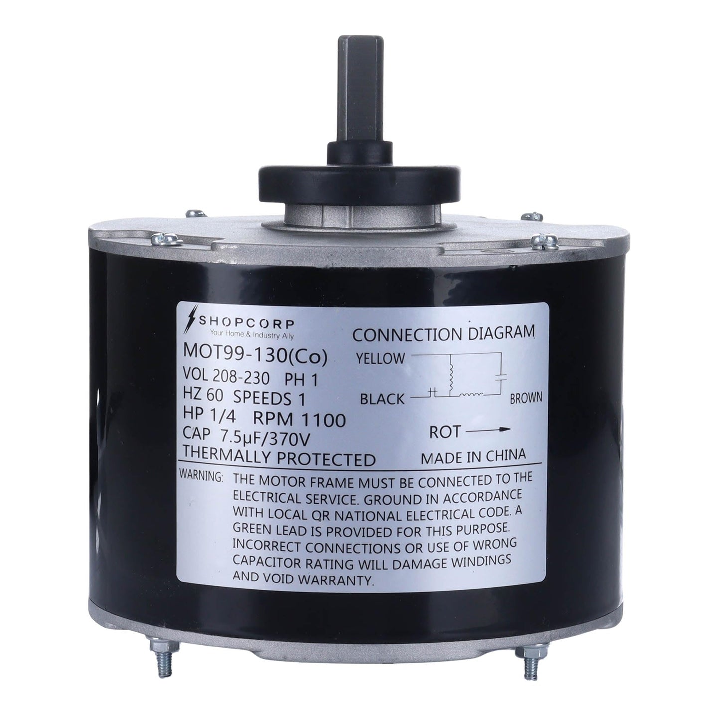 Motor de condensador 5KCP39EGS070S, motor de condensador 3905 1/4 HP, motor de ventilador de condensador de 208/230 V, cable de aluminio de repuesto estándar del OEM