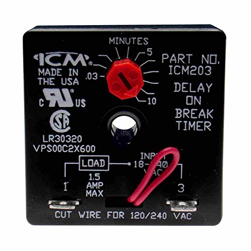ICM Controls ICM203 temporizador de retardo de inicio, 18-240 V CA, 1.25" de altura, 2" de ancho, 2" de largo