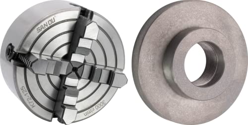 CME Portabrocas de torno independiente de 4 mandíbulas de 6 pulgadas con placa de respaldo semiacabada roscada de 2 1/4"-8, máquina para adaptarse al mandíbula, mandíbulas reversibles