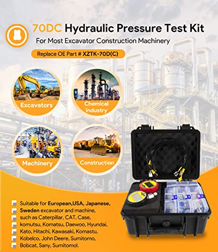 Kit de acoplamiento de prueba de presión hidráulica 70DC Adecuado para la mayoría de las excavadoras de la marca de Estados Unidos, europeas, japonesas, Suecia