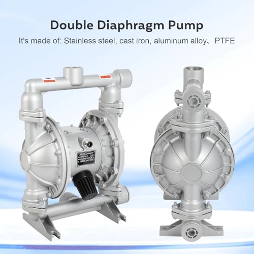 Air Operated Double Diaphragm Pump 1-1/2 inch Inlet & Outlet, 44GPM, Max 115PSI Air Waste Oil Pneumatic Transfer Pump with 2 Extra Diaphragms, for laboratory dosing, diesel fuel transfer #147144