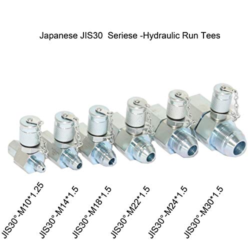 XZT KOM - Juego de 6 camisetas hidráulicas giratorias japonesas JIS30, conector en T hidrúlico, juego de acoplamiento de probador para sistema hidráulico, maquinaria de construcción de excavadoras