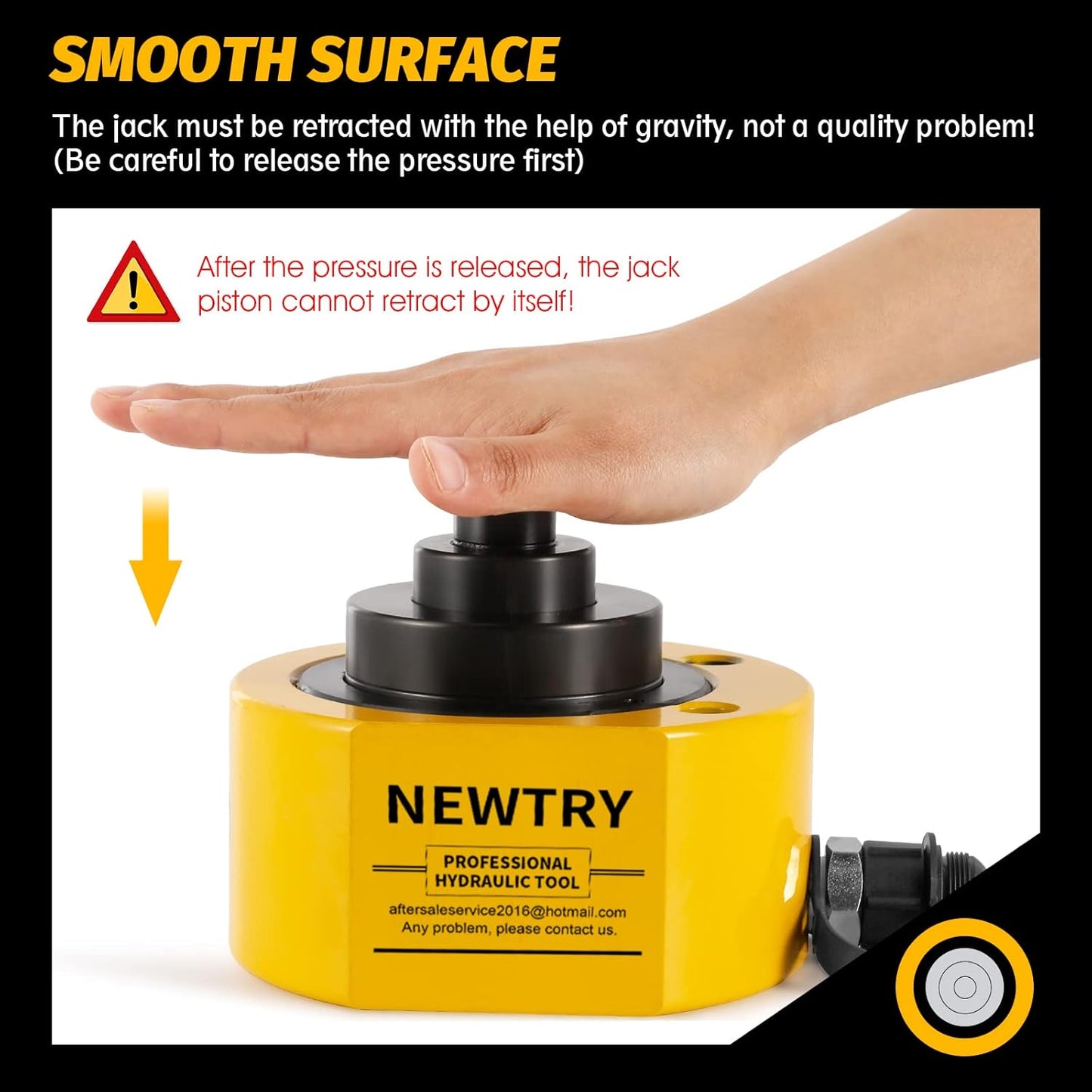 NEWTRY Gato hidráulico Ram Jack Cilindro hidráulico de 50 toneladas Perfil bajo Ram Jack Multisección 2.56 "Cilindro de elevación de carrera Mini, portátil para maquinaria, puente, construcción YX490