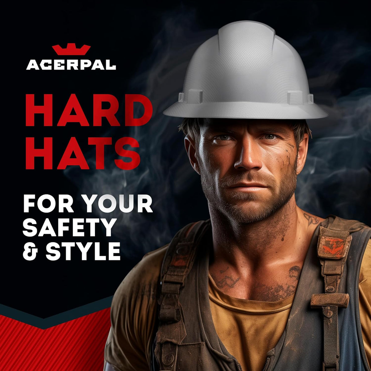 Acerpal Casco duro OSHA con diseño de fibra de carbono ventilada de ala completa con suspensión de 6 puntos (opciones 1)