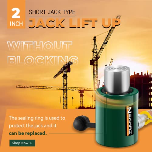 Newhai 20 toneladas 2 "Hidráulica Ram Jack+cp-180 Bomba de mano con manómetro Hidráulico Porta Power Kit de 20 toneladas Cilindro corto de perfil bajo