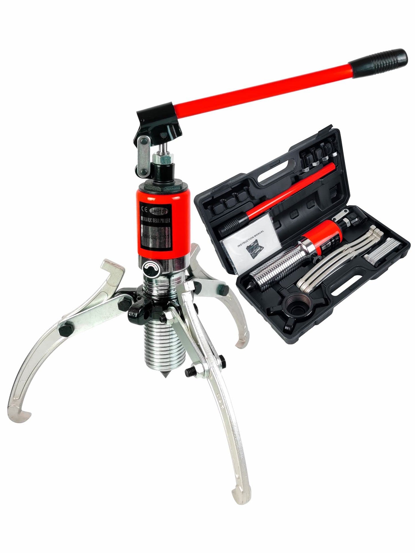 AMZCNC - Extractor hidráulico de engranajes de 15 toneladas ajustable, 3 mordazas, rodamiento de rueda separador de tracción 3 en 1, bomba de tubo de aceite, máquina de dibujo de tubo de aceite,