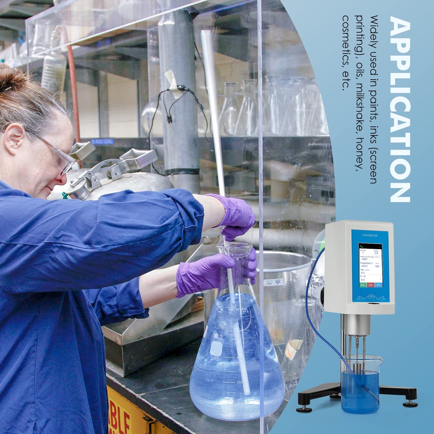 Bonvoisin Viscómetro rotatorio digital 10-6,000,000mPa.S de viscosidad de pantalla táctil con 4 rotores y sonda de temperatura ±1% Precisión 100-240V (NDJ-9T)