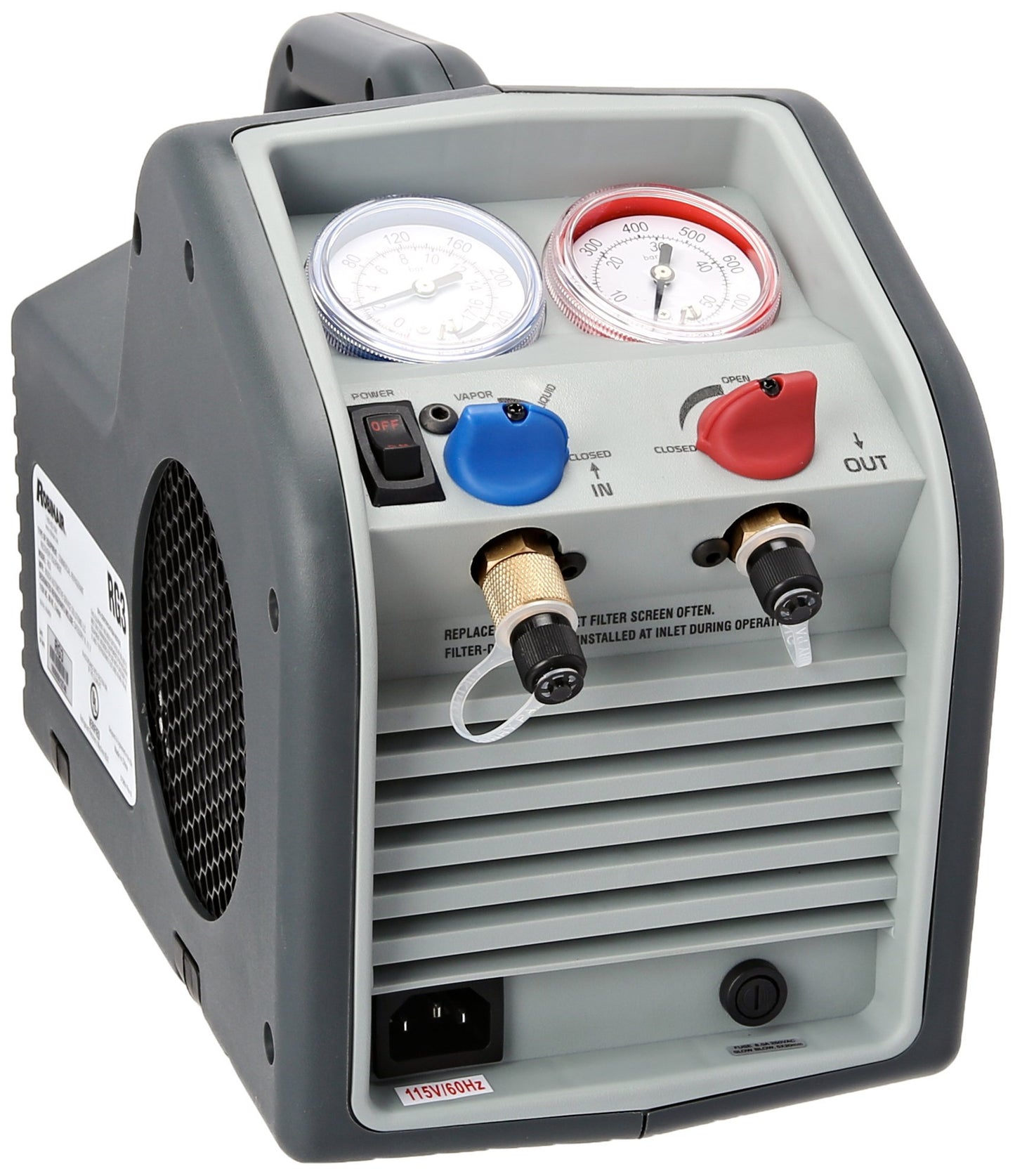 Robinair RG3 - Máquina de recuperación de refrigerante portátil - 115 V, 60 Hz, para refrigerante líquido y vapor, color blanco
