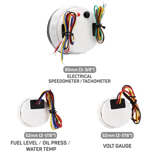 Juego de instrumentos marinos de calibre 5, luz indicadora blanca, 3-3/8 pulgadas, velocímetro GPS, tacómetro de 120 MPH, tacómetro de 8000 rpm, 2-1/16 pulgadas, medidor de combustible,