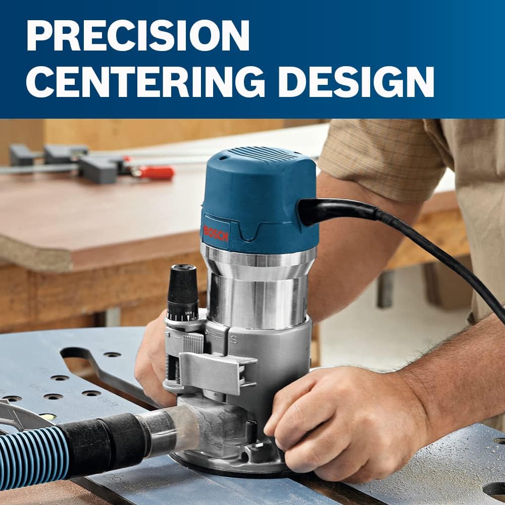 BOSCH 1617EVSPK - Kit combinado de herramientas de enrutador de madera de 12 amperios - Enrutador de inmersión de 2.25 caballos de fuerza y base fija con una velocidad variable