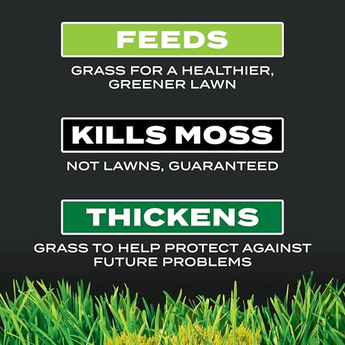 Scotts 38506 Turf Builder Triple acción para control de musgo, mata musgo y fertilizante para césped, cubre hasta 4,000 pies cuadrados, 20 libras.