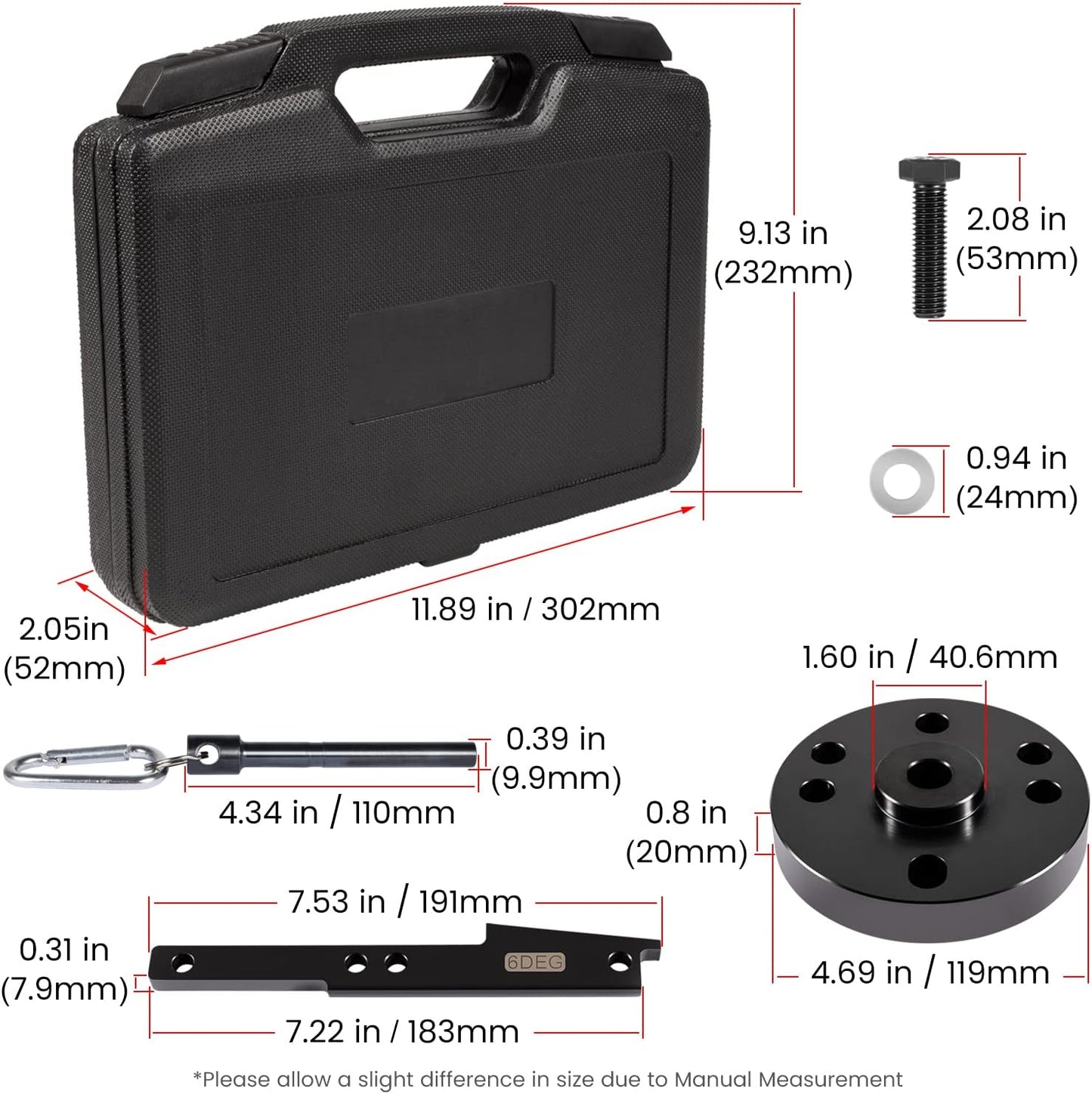 E-cowlboy 3163021 Kit de herramientas de sincronización de leva para todos los motores Cummins ISX QSX 2007-2017 con extractor de engranajes de leva, pasador de manivela y estuche de transporte,