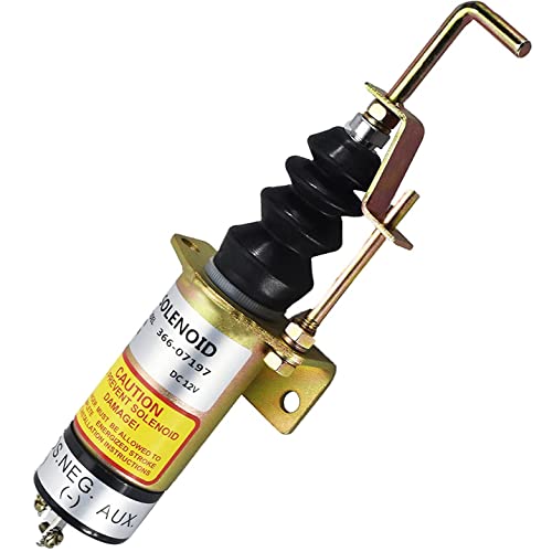 Earlyred 366-07197 1502-12C7U2B2S1 Electroválvula 12V SA-3405T para Lister Petter LPW LPWS LPWT Bobcat Woodward Excavator Genset Piezas del motor con soporte 2 pines/solenoide de apagado de combustible serie 1502