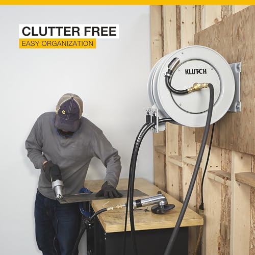 Klutch Combo de aire y carrete de manguera eléctrico