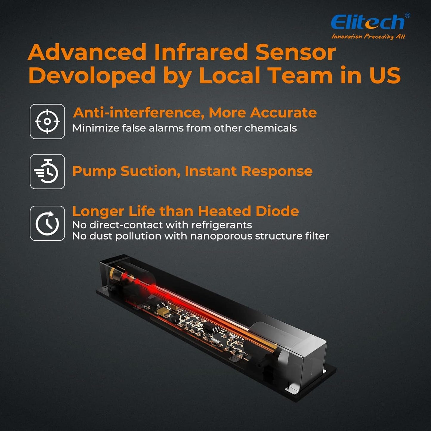 Elitech ILD-300 Detector avanzado de Fugas de refrigerante Probador de halógeno para HVAC CFC Recargables HCFC HFC 10 años de Vida útil