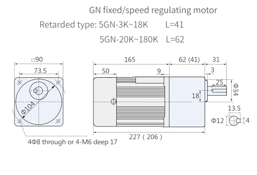 Motor de CA de 110 V + controlador de velocidad + caja de engranajes, motor eléctrico monofásico de 90 W con caja de cambios, motor de velocidad variable de 0-270 RPM, motor de engranajes reversible