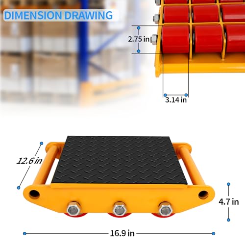 Patines de máquina de alta resistencia, maquinaria de patinaje rodante con cinturón antideslizante, motor de maquinaria para equipos de mudanza industrial, 15T/33000lbs