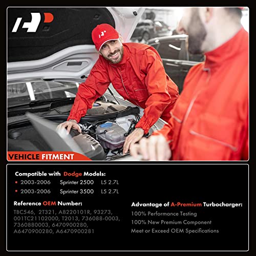 A-Premium Turbocompresor con actuador turbo y junta compatible con Dodge Sprinter 2500 3500 2003-2006 L5 2.7L