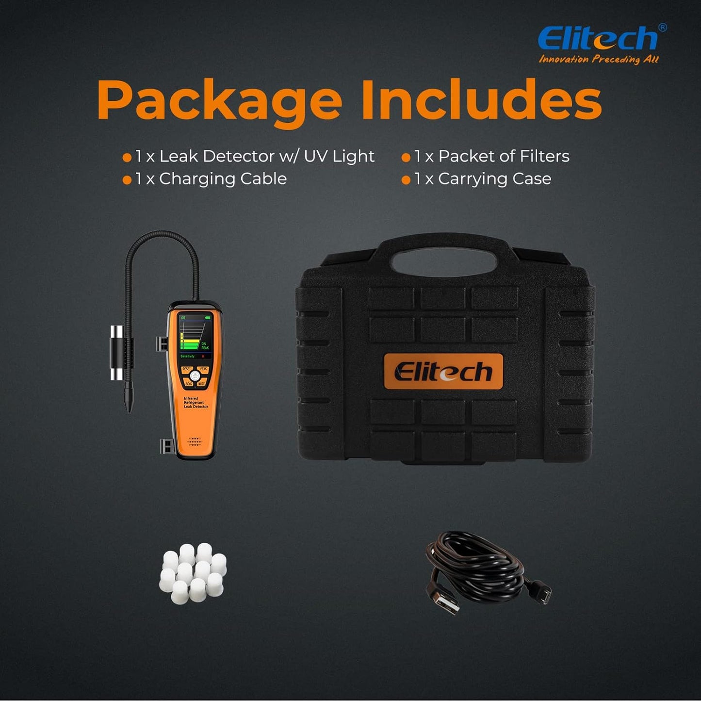 Elitech ILD-300 Detector avanzado de Fugas de refrigerante Probador de halógeno para HVAC CFC Recargables HCFC HFC 10 años de Vida útil