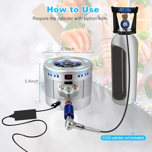 Máquina portátil para hacer hielo seco: Máquina de hielo seco de grado alimenticio con fabricación rápida de hielo seco de CO2 y enfriamiento instantáneo de vidrio, máquina de hielo seco para bares,