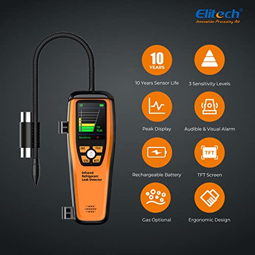 Elitech ILD-300 Detector avanzado de Fugas de refrigerante Probador de halógeno para HVAC CFC Recargables HCFC HFC 10 años de Vida útil