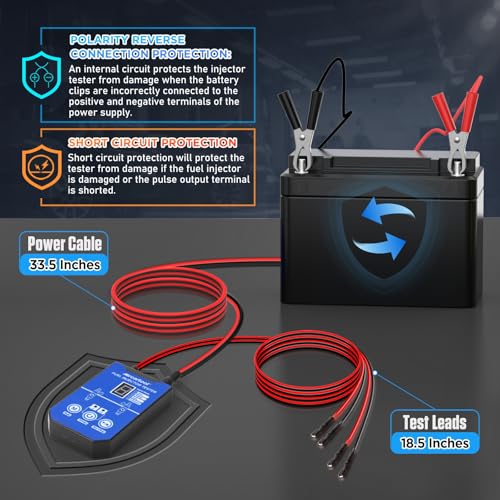MR CARTOOL V309 Inyector de Combustible Limpiador Tester Machine Diesel & Gasolina, Sistema de Inyección de Combustible Prueba Ultrasónica Kit de Herramientas Limpias para Coche Motocicleta de 4