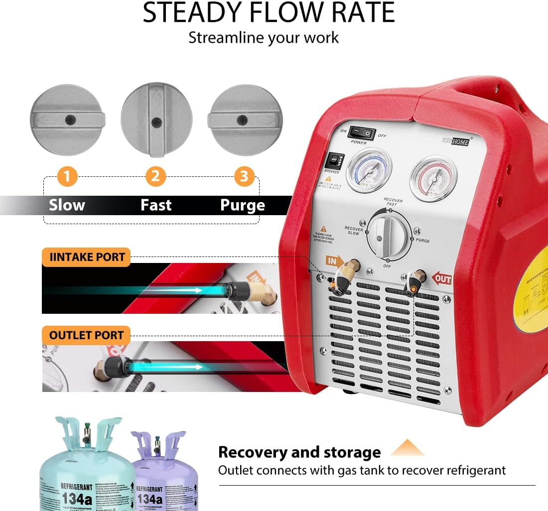 VIVOHOME 110-120V AC 60Hz 3/4HP Máquina refrigerante portátil de recuperación de un solo cilindro azul