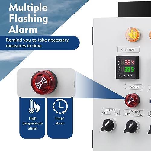 Briidea Panel de control para horno de recubrimiento en polvo (240 V 50 A), controla con precisión la temperatura y el tiempo con controlador PID de doble línea, elemento calefactor de hasta 12000