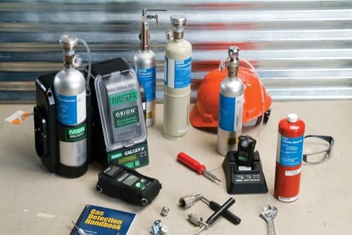 MSA Cilindro de calibración 10048280, botella de gas de aluminio, 34 litros, 1.45% CH4, 15% O2, 60 PPM CO, 20 PPM H2S, compatible con soporte de prueba del sistema Galaxy GX2, tanque de aire multiusos