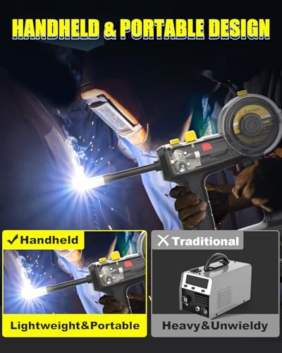 Máquina de soldadura MIG de mano 110V, HIZONE 100A Flux Core Máquina de soldadura portátil, equipo de soldadura de alimentación de alambre inversor sin gas de mano
