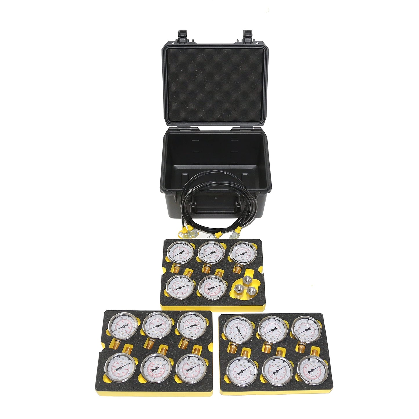 XZT Kit de manómetro analógico de presión hidráulica 17N, conjunto de manómetros de presión, manguera de prueba, con entrada de base NPT