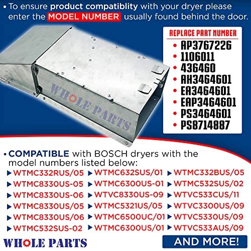 Whole Parts Parte # 00436460 - Reemplazo y compatible con algunos secadores Bosch