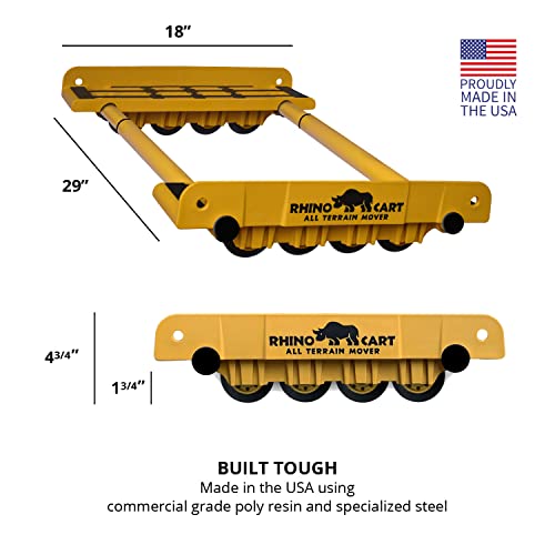 Rhino Cart All Terrain Mover - Carro rodante móvil todo terreno para aparatos pesados, muebles y manejo de materiales de construcción con capacidad de carga de 2,000 libras, ocho ruedas de uretano